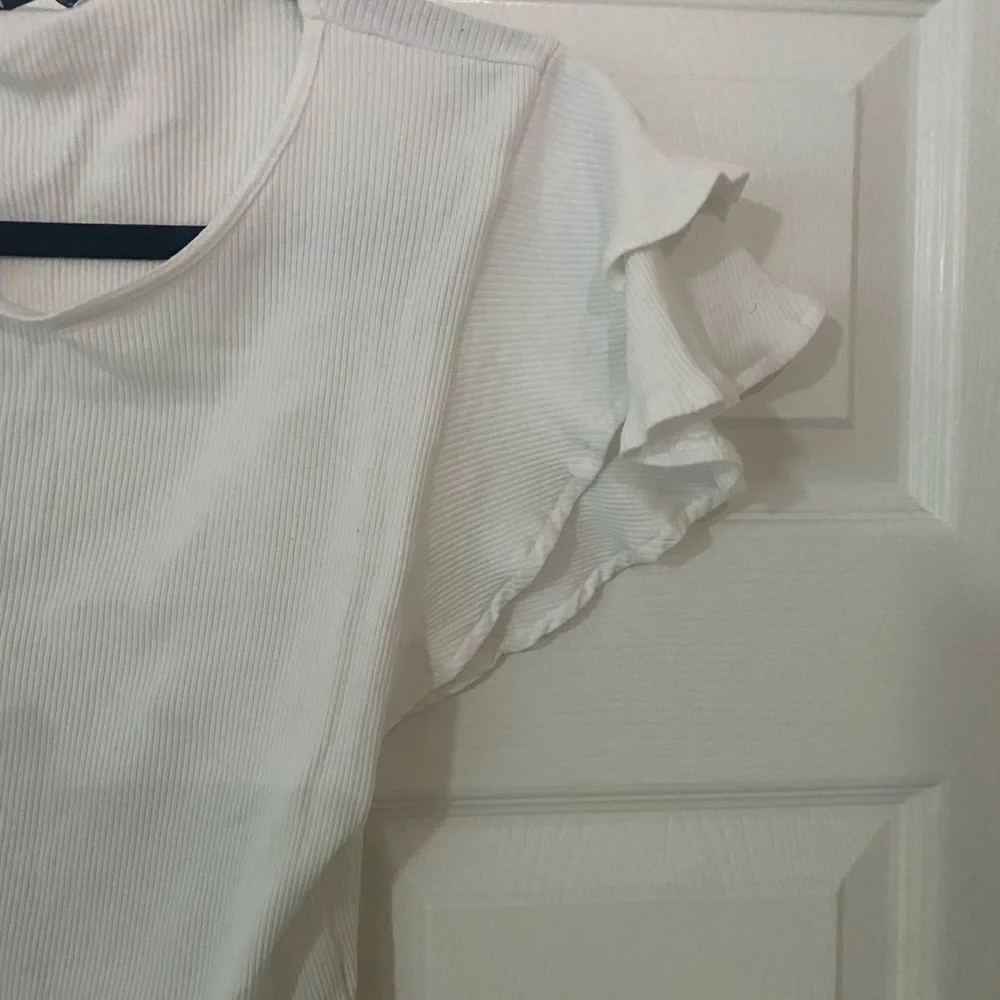 Zara Ruffled Ribbed Top - Picture 2 of 2